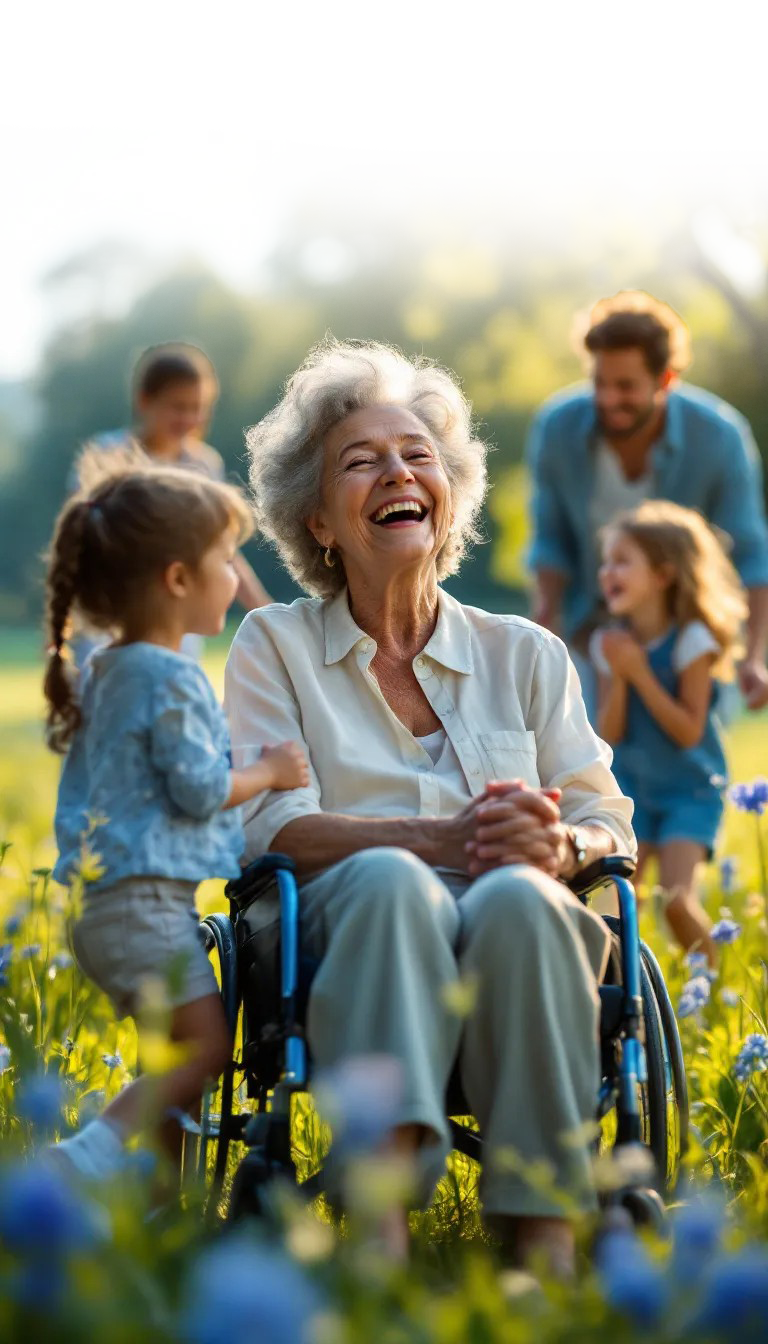 Happy grandmother with family after recovery